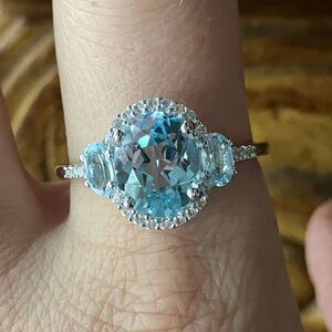 Sky Blue Topaz Sterling Silver Ring Size 10.75